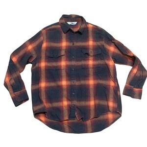 Old Navy Women's XS Swiftie Boyfriend Shirt Orange‎ Black Plaid Flannel Evermore